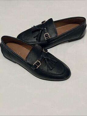 Office Black Leather Tassel Loafers